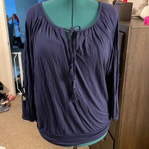 Blue shirt with detailed sleeves. Size large